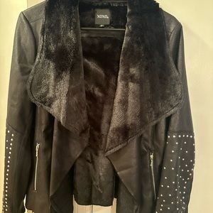Black jacket with studs on sleeves extra large suede new ….never been worn.